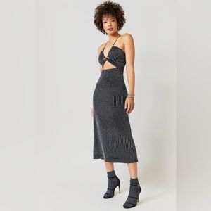Francesca’s Glitter Knit Cut Out Midi Dress Size Medium